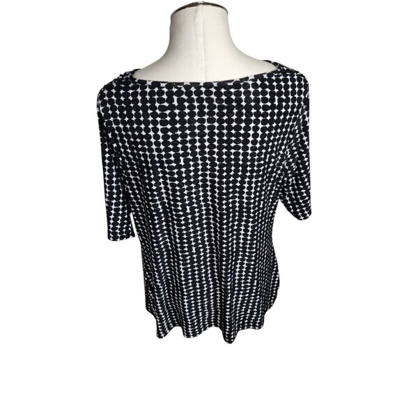 Snoskins Womens Size XL Cowl Neck Stretch Textured Shirt Black White Dot Print - Picture 5 of 8